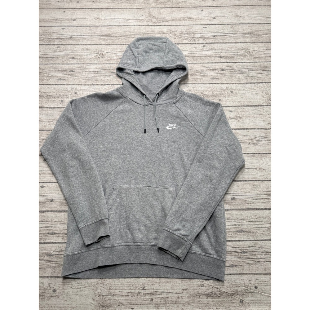 Nike Sportswear Hoodie Men's Large Gray Loose Fit Swoosh Pullover Activewear Gym